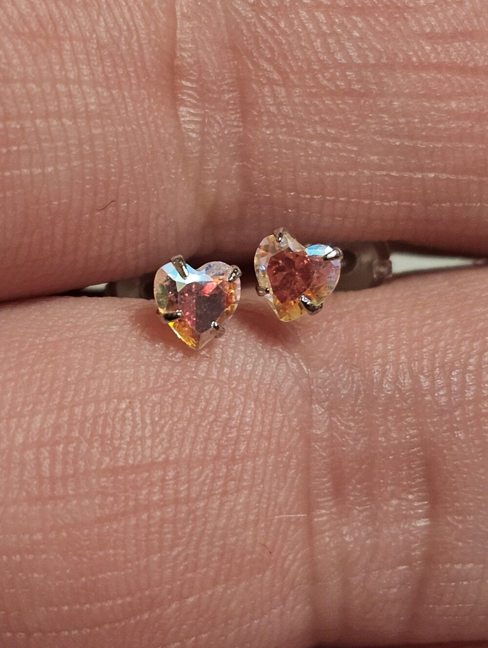 Sterling Silver CZ Heart Earring Studs